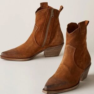 Sundance Cognac Color Suede Western Bootie